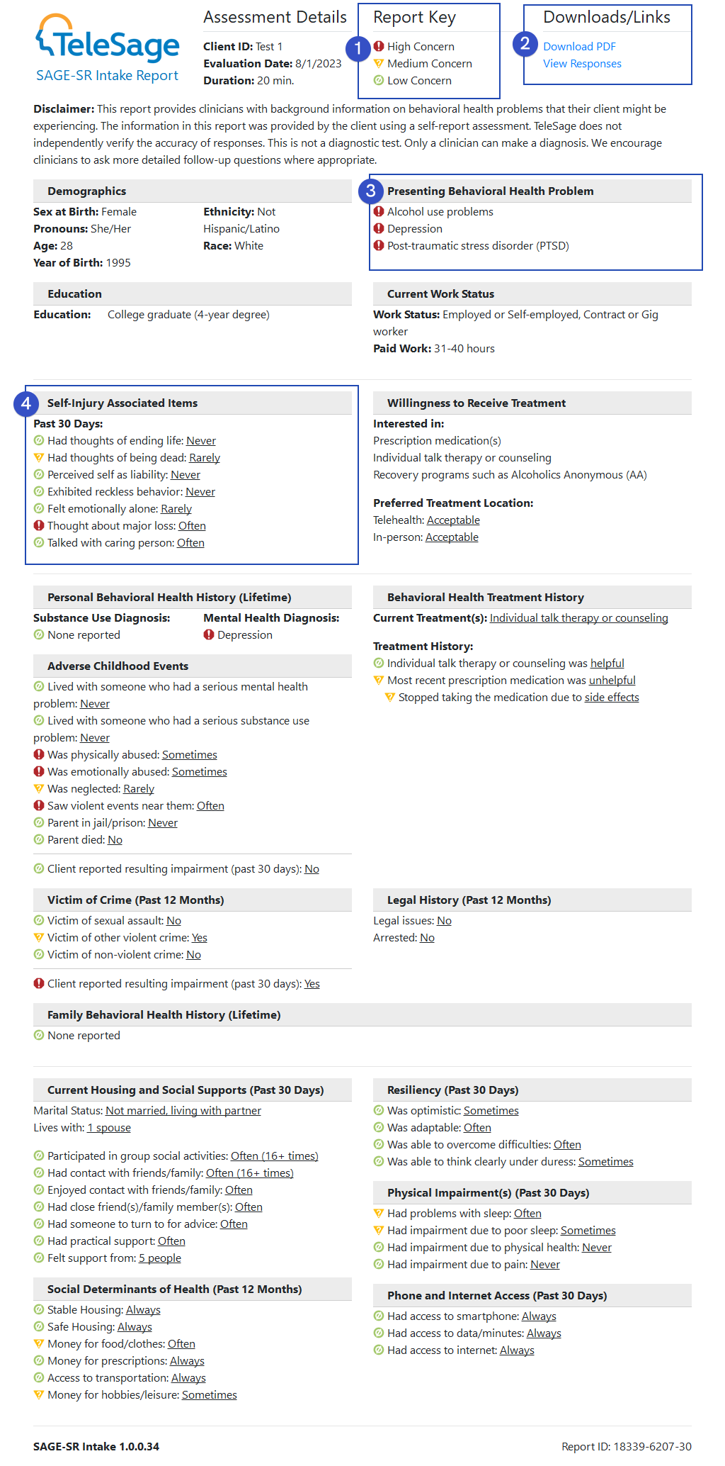 annotated SAGE-SR Intake report